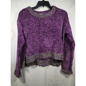 $64 Habitual Kid's Girl's Purple Cassidy Metallic Trim Chenille Sweater Size 12